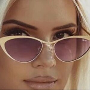 Quay Australia Alissa Violet BO$$ Cat Eye Sunglasses 😎 in Gold & Purple New
